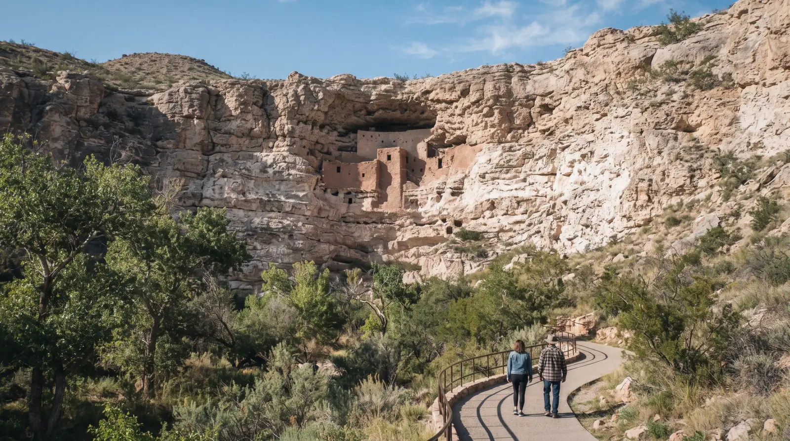 Montezuma Castle five-story Sinagua cliff dwelling set into a limestone alcove above Beaver Creek at Montezuma Castle National Monument