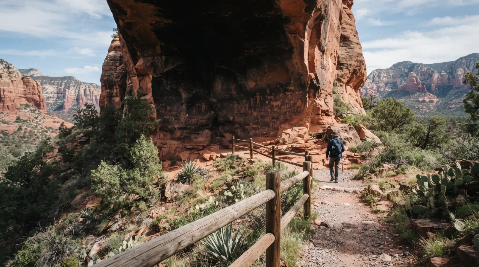 Palatki alcove cliff dwelling and pictograph rock art panel at Palatki Heritage Site in the Coconino National Forest near Sedona