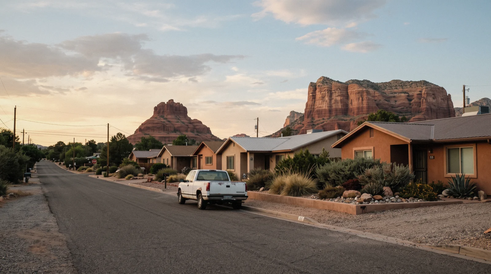 Bell Rock formation rising above the Village of Oak Creek community south of Sedona on SR-179